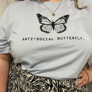 Plus Size Graphic Tee- Anti-social Butterfly